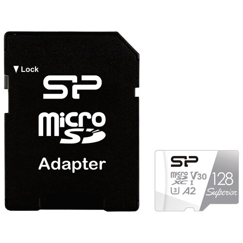 836955 Карта памяти 128Gb - Silicon Power MicroSD Class 10 Superior SP128GBSTXDA2V20SP с адаптером SD (Оригинальная!)