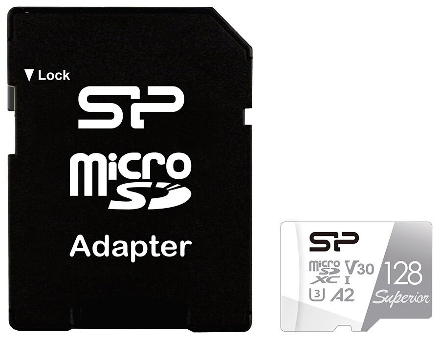 836955 Карта памяти 128Gb - Silicon Power MicroSD Class 10 Superior SP128GBSTXDA2V20SP с адаптером SD (Оригинальная!)