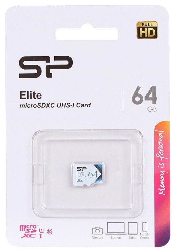 Флеш карта microSD 64GB Silicon Power Elite microSDHC Class 10 Uhs-i Colorful SP064GBSTXBU1V21 .