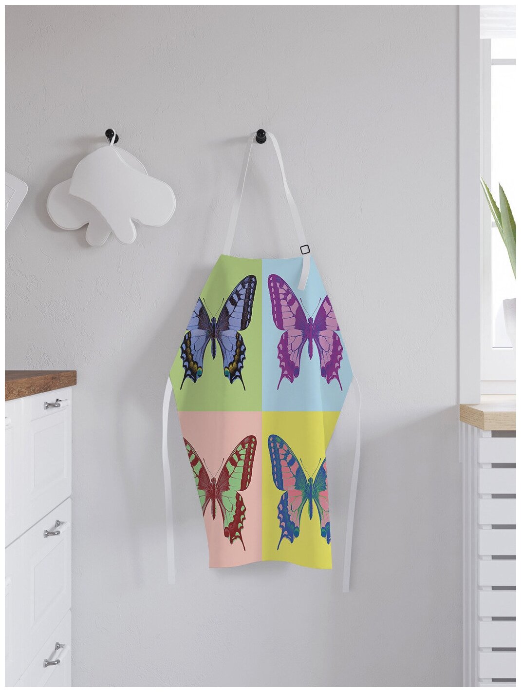 Фартук кухонный JoyArty "Бабочки в цвете", универсальный размер для женщин и мужчин - фотография № 2
