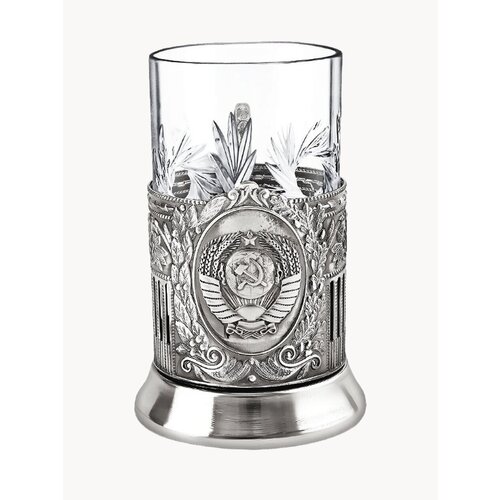 Набор для чая Кольчугинский мельхиор Герб СССР никелированный с чернением