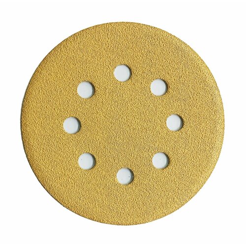Абразивный шлифовальный круг на бумажной основе VX-Gold под липучку, 125 мм, зернистость P100, 8 отверстий. Набор из 30 штук