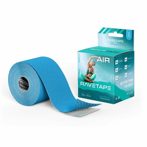 Кинезиотейп RaveTape AIR 5x5 голубой