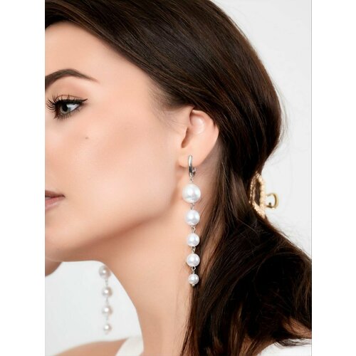 Комплект серег Bottega Moscow, жемчуг имитация, серебряный