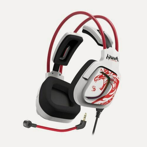 Изображение товара Гарнитура игровая A4TECH Bloody G575 Naraka, для компьютера, мониторные, проводные, белый / красный