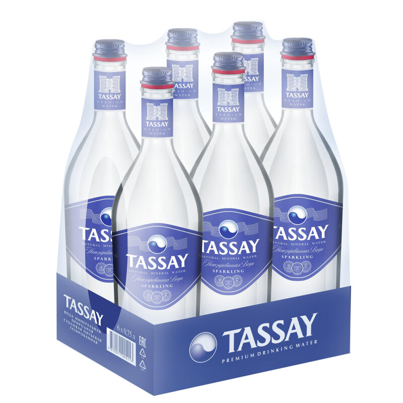 Вода TASSAY газированная стекло 0,75 6шт/уп