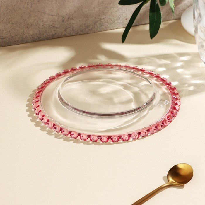 Тарелка стеклянная обеденная «Розе», 19,5×19,5×2 см