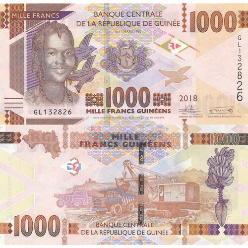 Банкнот Гвинея 1000 франков 2018. UNC