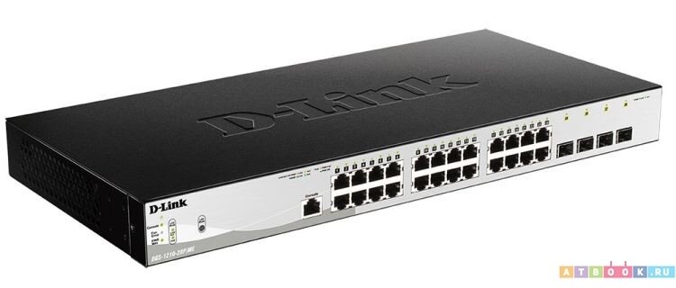 Коммутатор D-Link DGS-1210-28P/ME/B2A, L2 Managed Switch with 24 10/100/1000Base-T ports and 4 1000Base-X SFP ports (24 PoE ports 802.3af/802.3at (30 W), PoE Budget 193 W) (DGS-1210-28P/ME/B2A) - фото №1