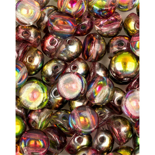 Стеклянные чешские бусины с двумя отверстиями, Cabochon bead, 6 мм, цвет Crystal Magic Apple, 30 шт.