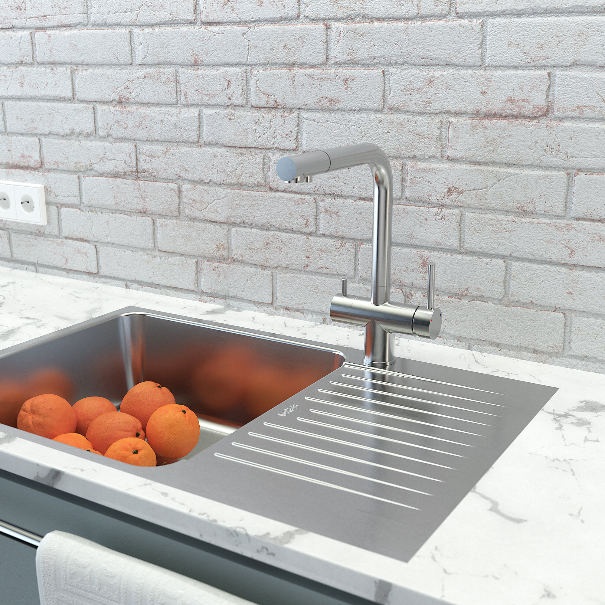 ESKO Line. Смеситель для кухонной мойки EL_K112 с фильтром для питьевой воды и вытяжным изливом