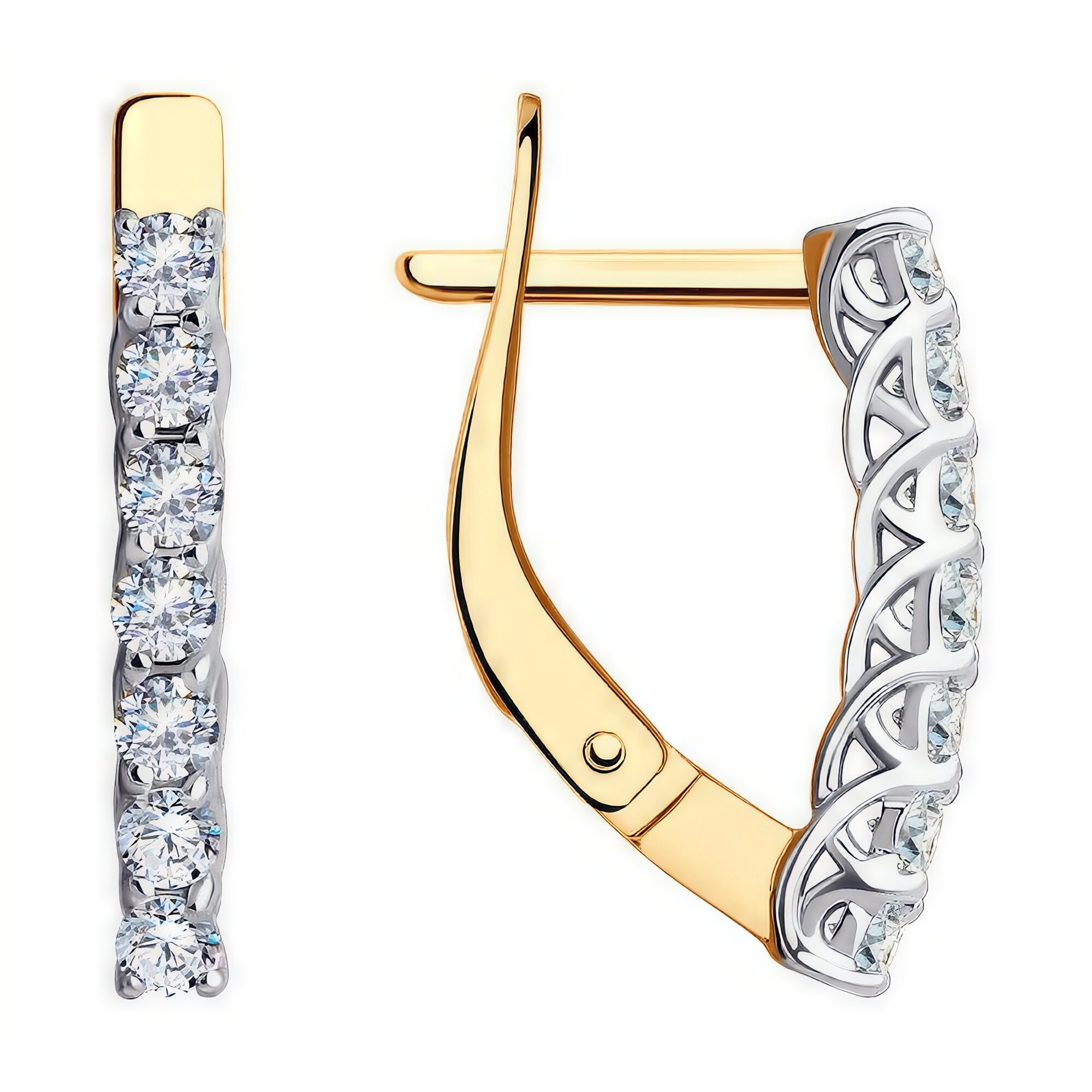 Серьги Diamant online, красное золото, 585 проба, фианит
