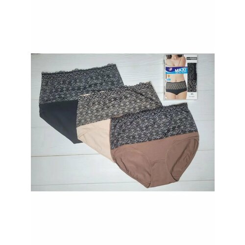 фото Трусы easiness, размер 5xl, коричневый, бежевый, черный