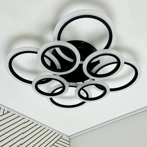 Свет Столицы Люстра потолочная светодиодная с пультом, 144 Вт черный матовый