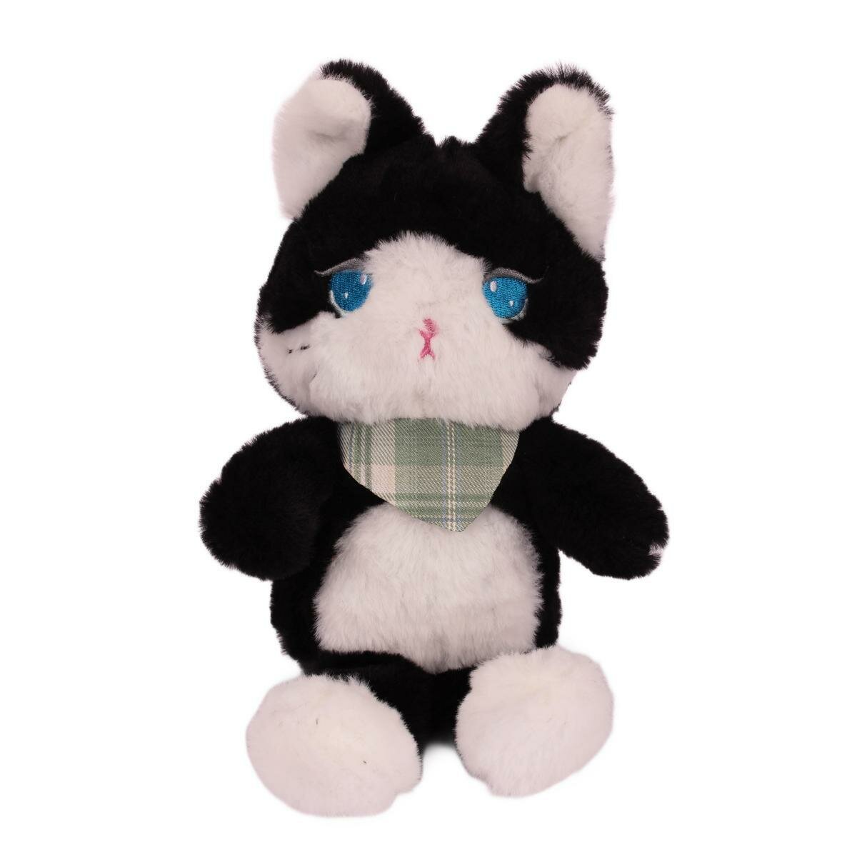 Мягкая игрушка кот с косынкой черно-белая 12x21x10 см комфорт для детей