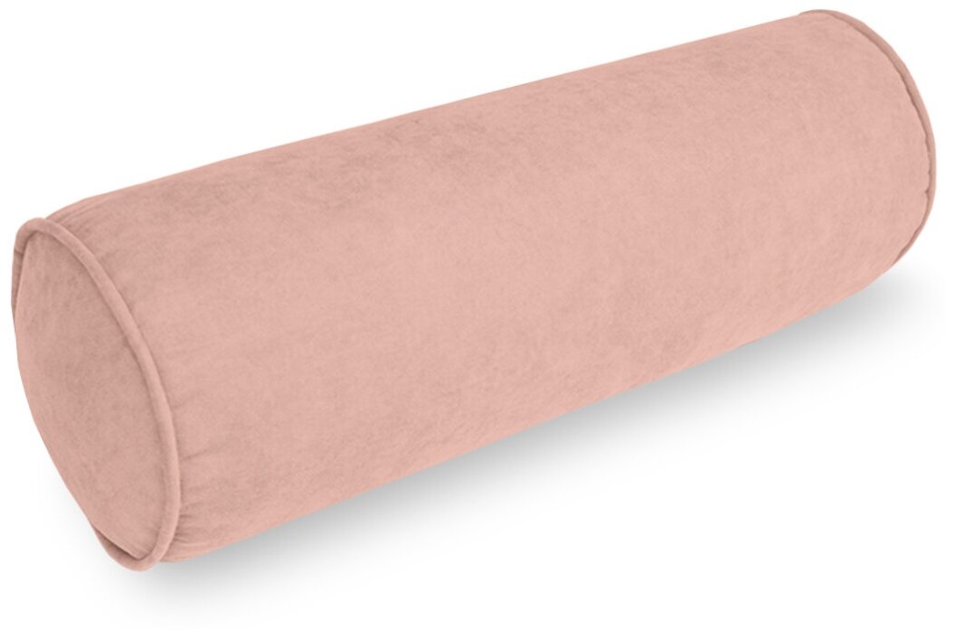 Декоративная подушка-валик Велюр - канвас пепельно-розовый, 15 х 47 см.
