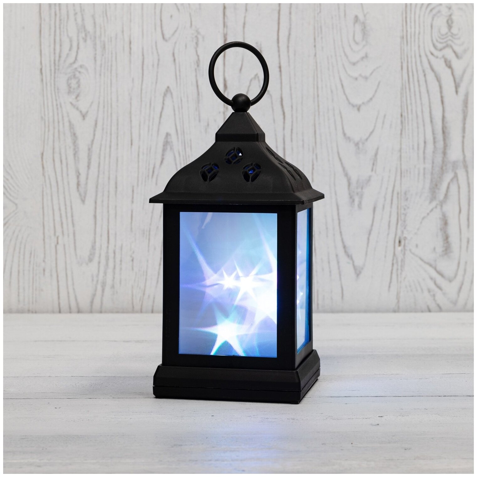 Декоративный фонарь 11х11х22,5 см, черный корпус, цвет свечения RGB с эффектом мерцания NEON-NIGHT - фотография № 6