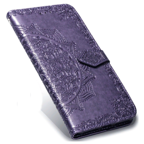 Чехол-книжка MyPads из качественной кожи с тиснением для iPhone 7 Plus + 5.5 / iPhone 8 Plus (Айфон 7/8 плюс) фиолетовый с красивыми загадочными.