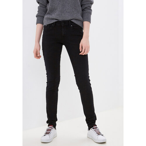 Джинсы  Pepe Jeans, прилегающие, средняя посадка, стрейч, размер 30, черный