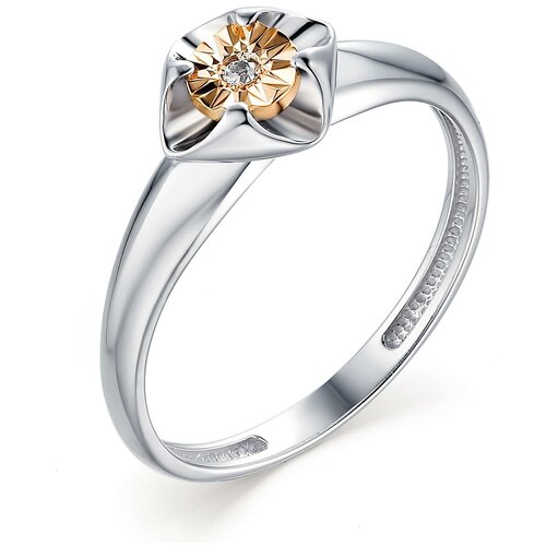 фото Серебряное кольцо алькор с золотой накладкой и бриллиантом 01-1452/000б-00 diamant-online