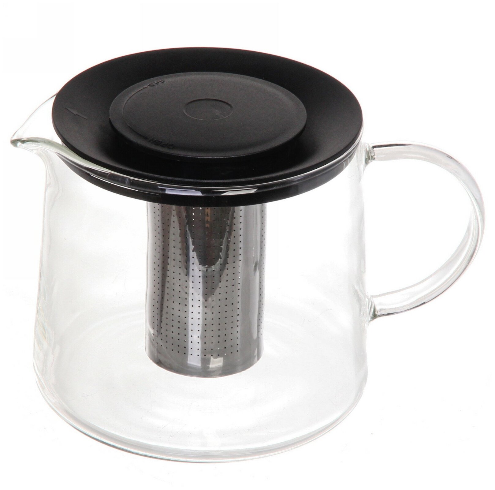Чайник заварочный стеклянный 1500мл "Хай-Тек" с металлическим ситом и пластиковой крышкой Селфи