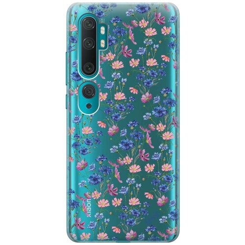 Ультратонкий силиконовый чехол-накладка Transparent для Xiaomi Mi Note 10, Note 10 Pro с 3D принтом Lovely Cornflowers ультратонкий силиконовый чехол накладка transparent для xiaomi mi note 10 note 10 pro с 3d принтом fox queen