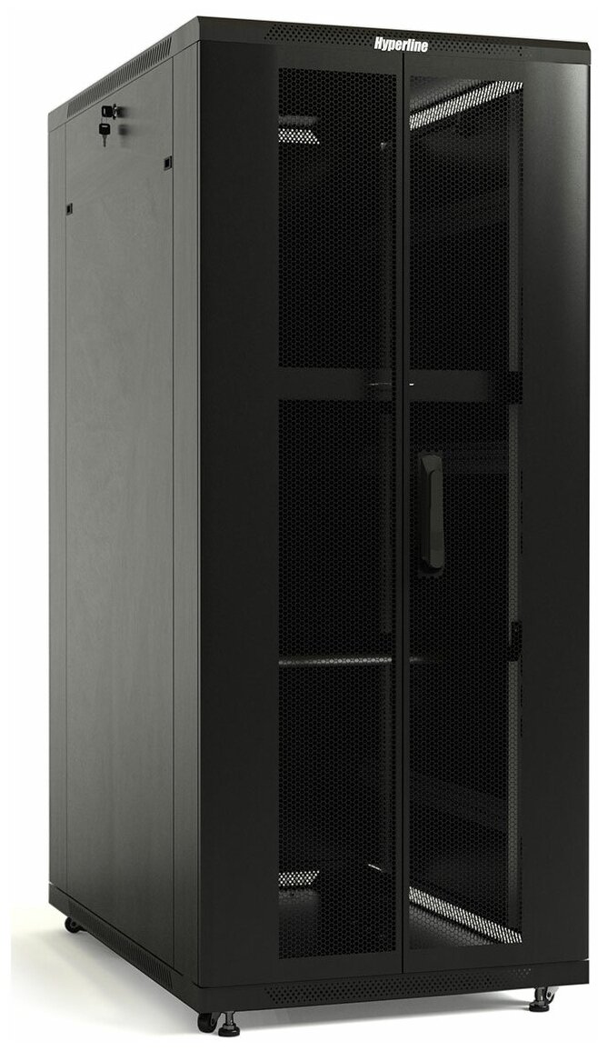 Шкаф коммутационный Hyperline TTB-4266-DD-RAL9004 напольный, перфорированная стальная дверь передняя дверь, 42U, 600x2055x600 мм
