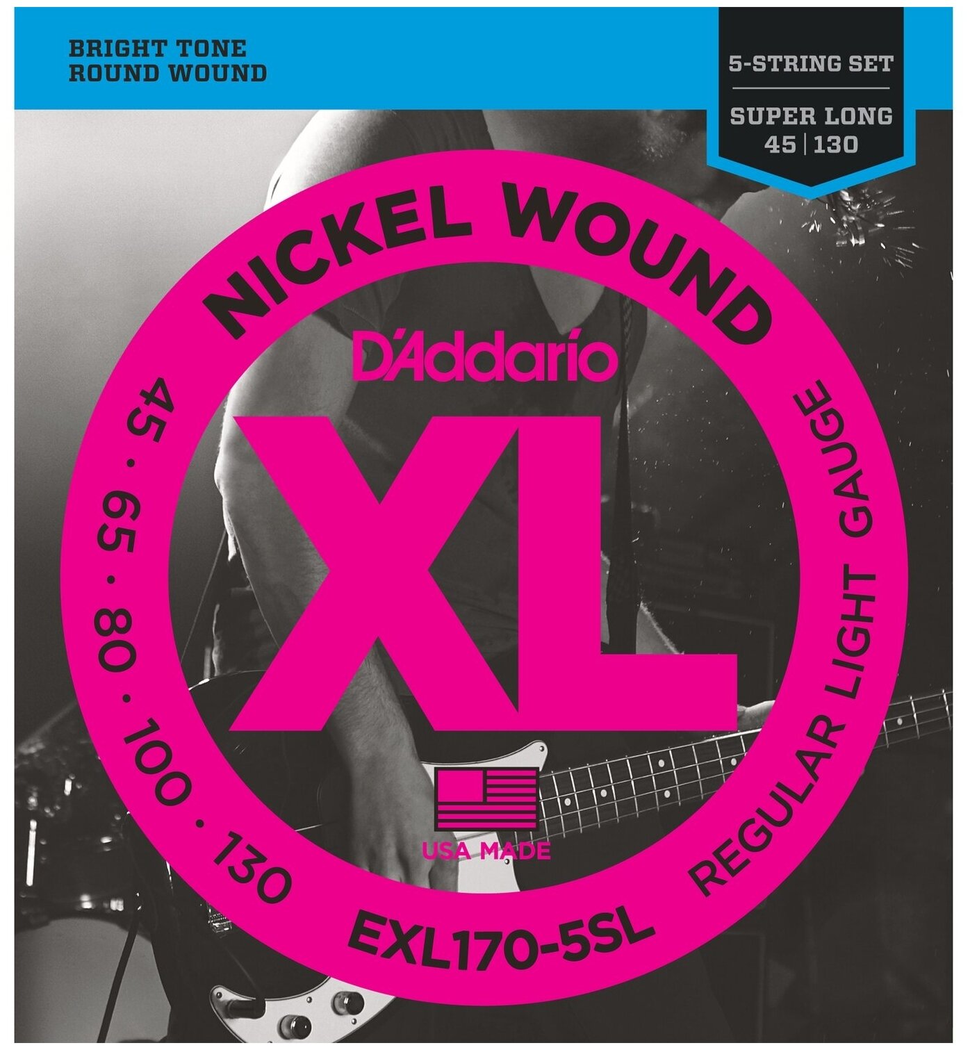D'Addario EXL170-5SL Струны для 5-стр. бас-гит, Super long, 045-130