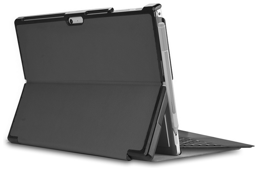 Чехол-обложка MyPads для Microsoft Surface Pro 6 Type Cover тонкий умный кожаный на пластиковой основе с трансформацией в подставку серый