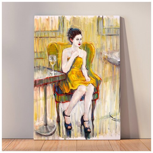фото Картина яркое желтое платье, 30x40 см, картина на холсте на деревянном подрамнике с настенным креплением вау холст