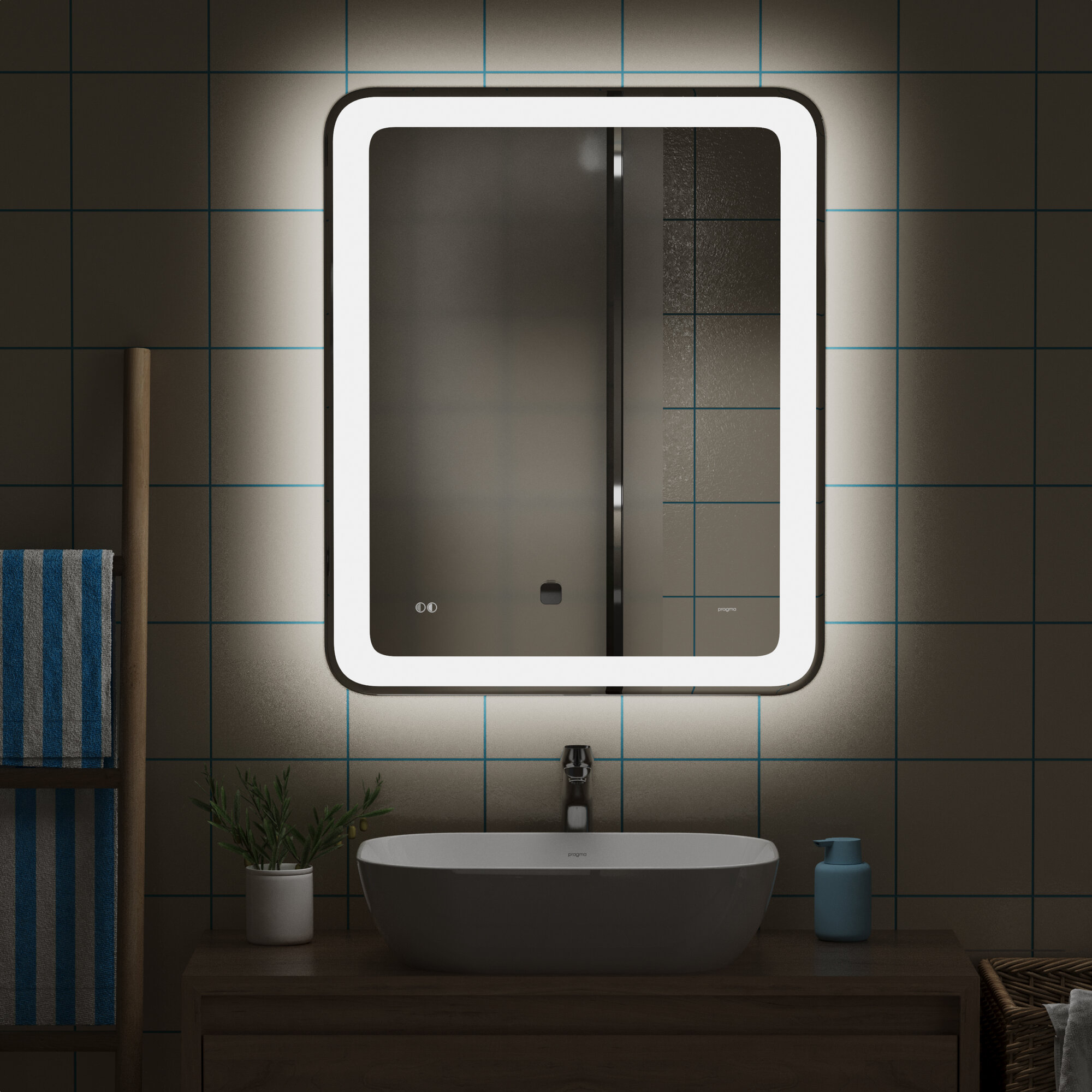 Зеркало для ванной комнаты Pragma Nanta 50*70 см с подсветкой и подогревом NAN6.50LH.005