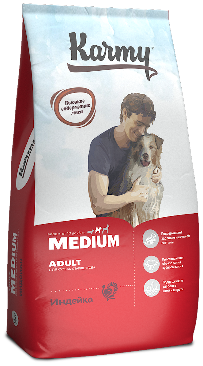 KARMY MEDIUM ADULT для взрослых собак средних пород с индейкой (14 кг)