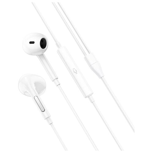 наушники m93 type c wire control earphones with microphone hoco белый Наушники M92, Plumelet wire-controlled earphones with mic, HOCO, белые