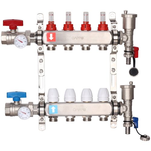 Коллектор регулируемый с расходомерами Gappo G422.6 6-вых. x1x3/4