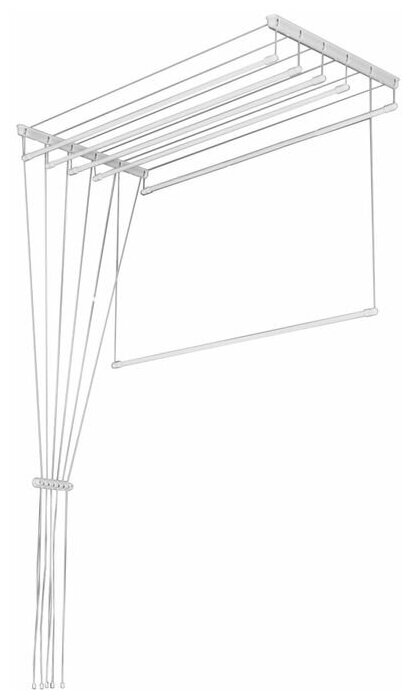 Сушилка для белья потолочная Лиана Lakmet 1,5 м., белая, 7 линий - фотография № 1