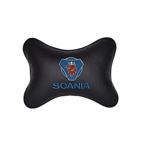 фото Подушка на подголовник экокожа black с логотипом автомобиля scania vital technologies