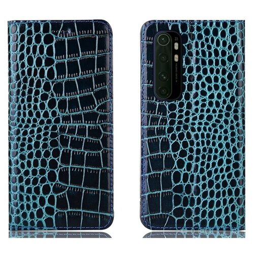 фото Чехол-книжка mypads premium для xiaomi mi note 10 lite из качественной импортной натуральной кожи теленка с фактурной прошивкой рельефа кожи крокодила экзотический синий