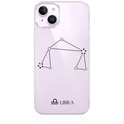 Прозрачный силиконовый чехол MustHaveCase для iPhone 14 с кристаллами Lux Знак зодиака Весы Libra для Айфон 14