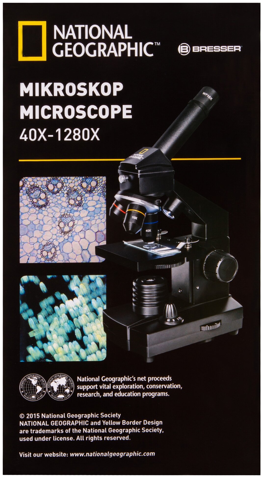 Bresser Микроскоп National Geographic 40x-1280x с держателем для смартфона. Цвет: черный