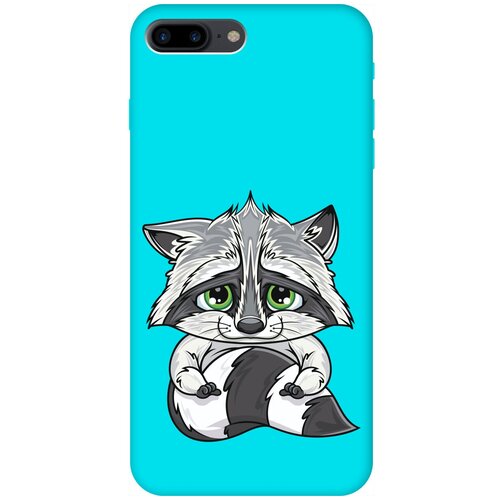 Силиконовый чехол на Apple iPhone 8 Plus / 7 Plus / Эпл Айфон 7 Плюс / 8 Плюс с рисунком Sad Raccoon Soft Touch бирюзовый