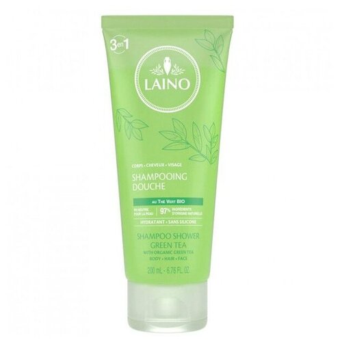 Laino Органический шампунь 3 в 1 для лица, волос и тела Зеленый Чай туба, 200 мл