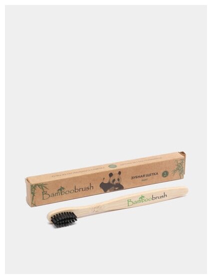 Зубная щетка Bamboobrush mini, из бамбука, щетина с угольным напыл., мягкая - фото №4