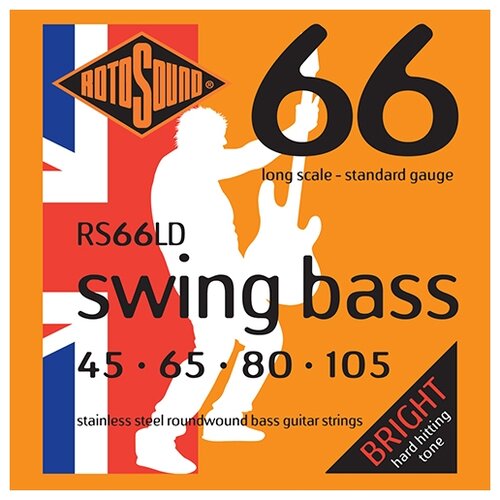 ROTOSOUND RS66LD BASS STRINGS STAINLESS STEEL струны для бас-гитары, сталь, 45-105