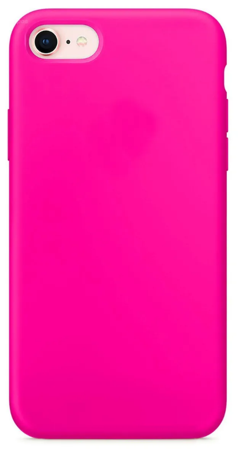 Soft Touch Силиконовый чехол ярко розовый для Apple Iphone 7 / 8 / Se 2020 с мягким ворсом внутри / микрофиброй