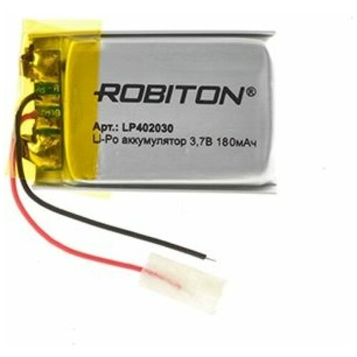 аккумулятор robiton lp464461 3 7в 1300мач pk1 1шт Аккумулятор ROBITON LP402030 3.7В 180мАч PK1, 1шт