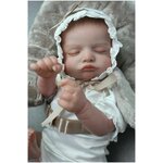 Мягконабивная кукла Реборн (Reborn Dolls) - Девочка в белом боди и шапочке (51 см) - изображение