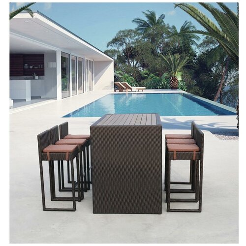 Барный комплект плетеной мебели T390AD/Y390A-W63_6Pcs Brown