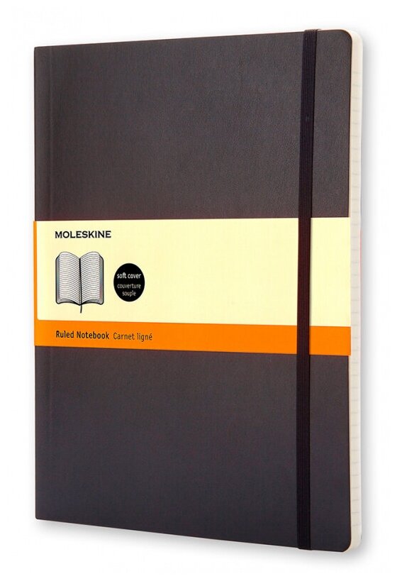 Блокнот Moleskine CLASSIC SOFT QP621 Xlarge, 190х250 мм, 192 страницы, линейка, мягкая обложка, черный