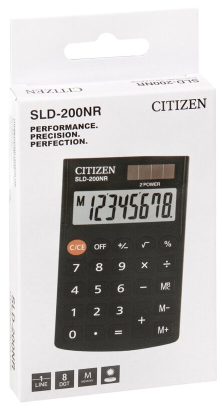 Калькулятор карманный Citizen SLD-200NR 8 разр двойное питание 62*98*10мм черный