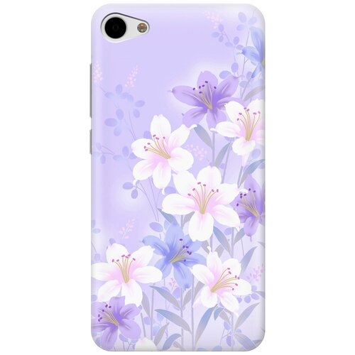 фото Силиконовый чехол на meizu u10 / мейзу ю10 с принтом "лилии на фиолетовом gosso